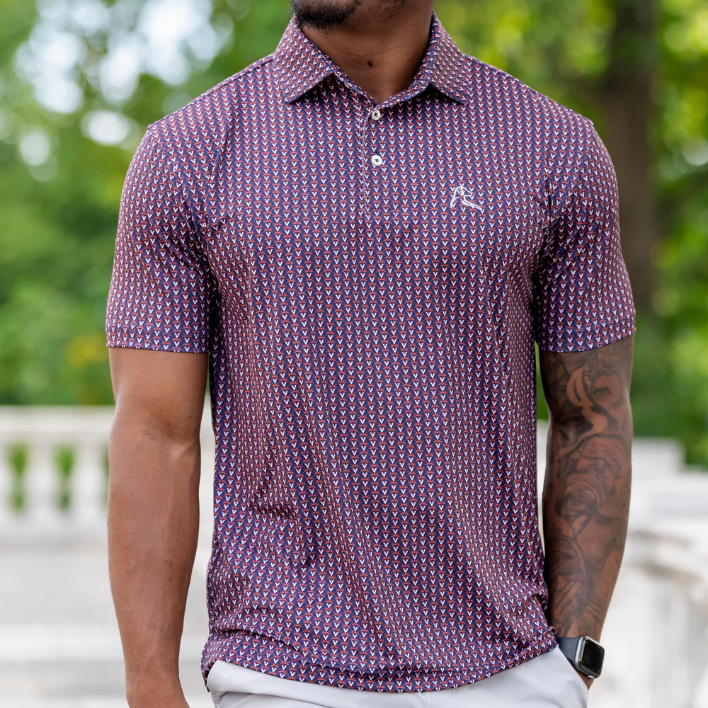 The UVA V-Sabre Men's Short Sleeve Collegiate Polo Admiral Navy 4 The UVA V-Sabre Men's Short Sleeve Collegiate Polo Admiral Navy