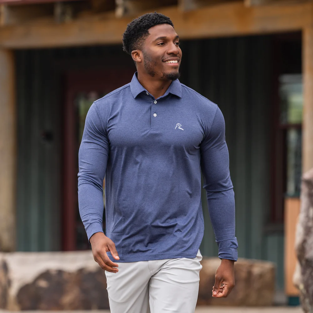 Heather Men's Long Sleeve Performance Polo 4 Heather Men's Long Sleeve Performance Polo