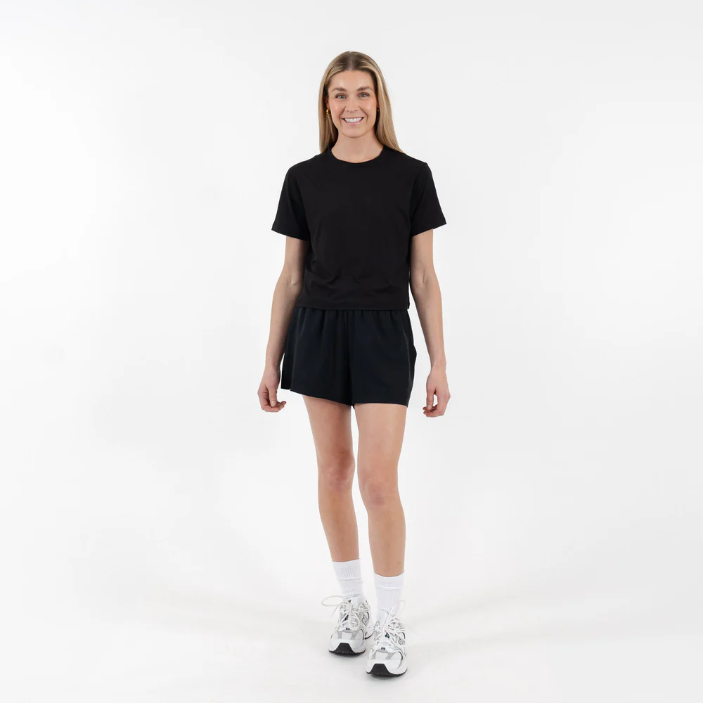 Drift Performance Crop Tee Women's Short Sleeve Drift Crop Performance Tee Midnight Black