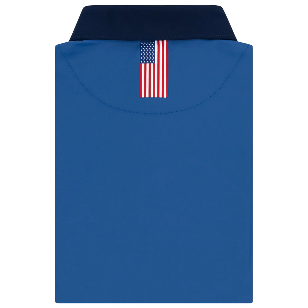 Solid - USA Men's Short Sleeve Performance Polo Short Stop Blue/Fleet Navy